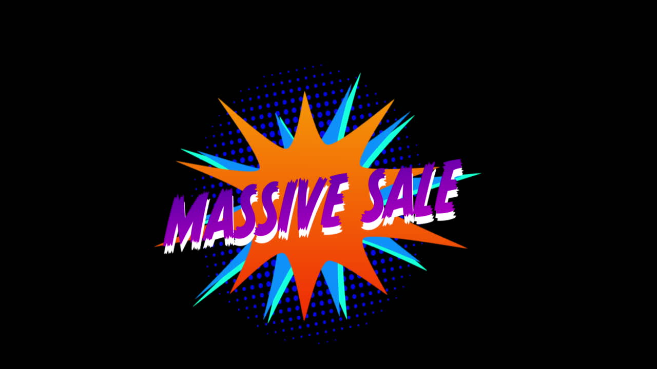 palabra venta masiva que aparece frente al efecto de explosión