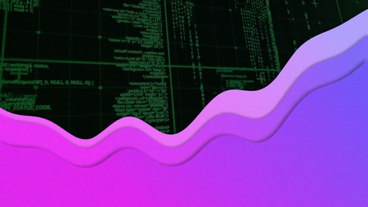 Animation of purple wave over data processing