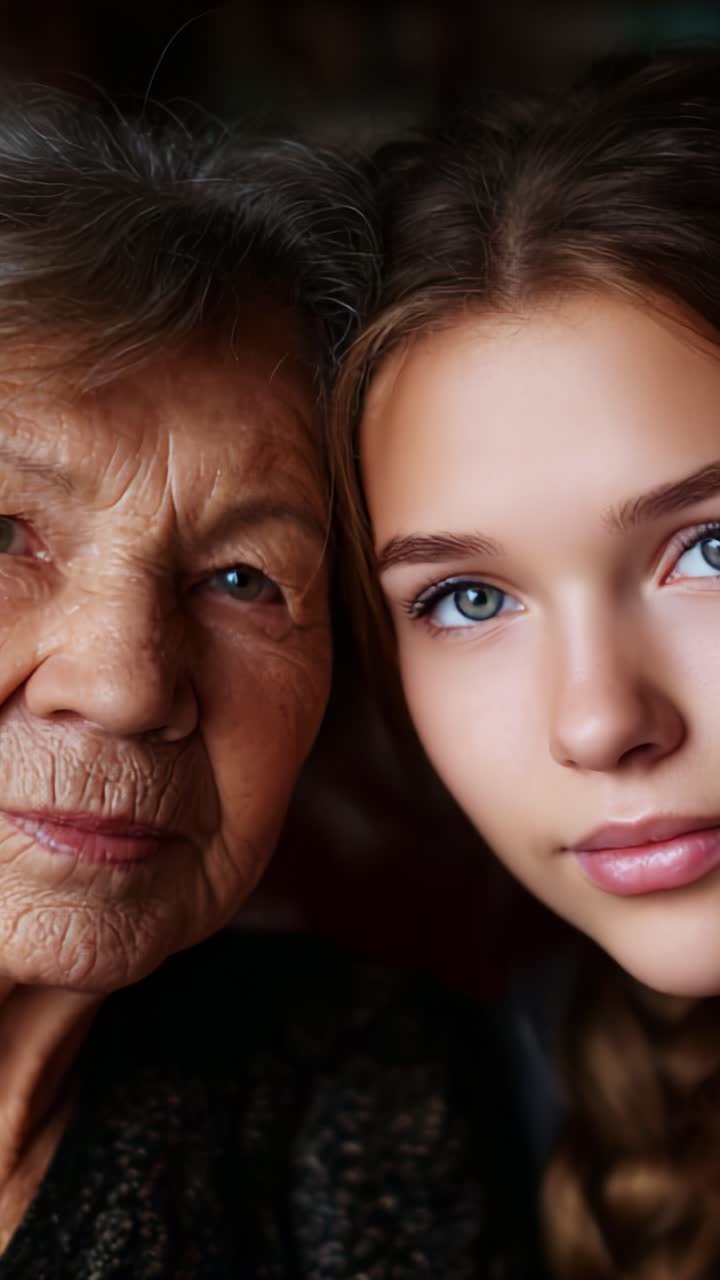 A Beautiful Portrait of Generational Connection: Capturing the Bond Between a Grandmother and Granddaughter in a Heartwarming Close-Up