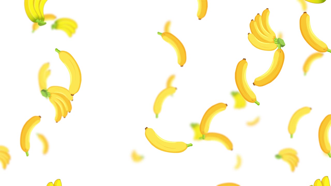 plátanos lloviendo contra un telón de fondo blanco