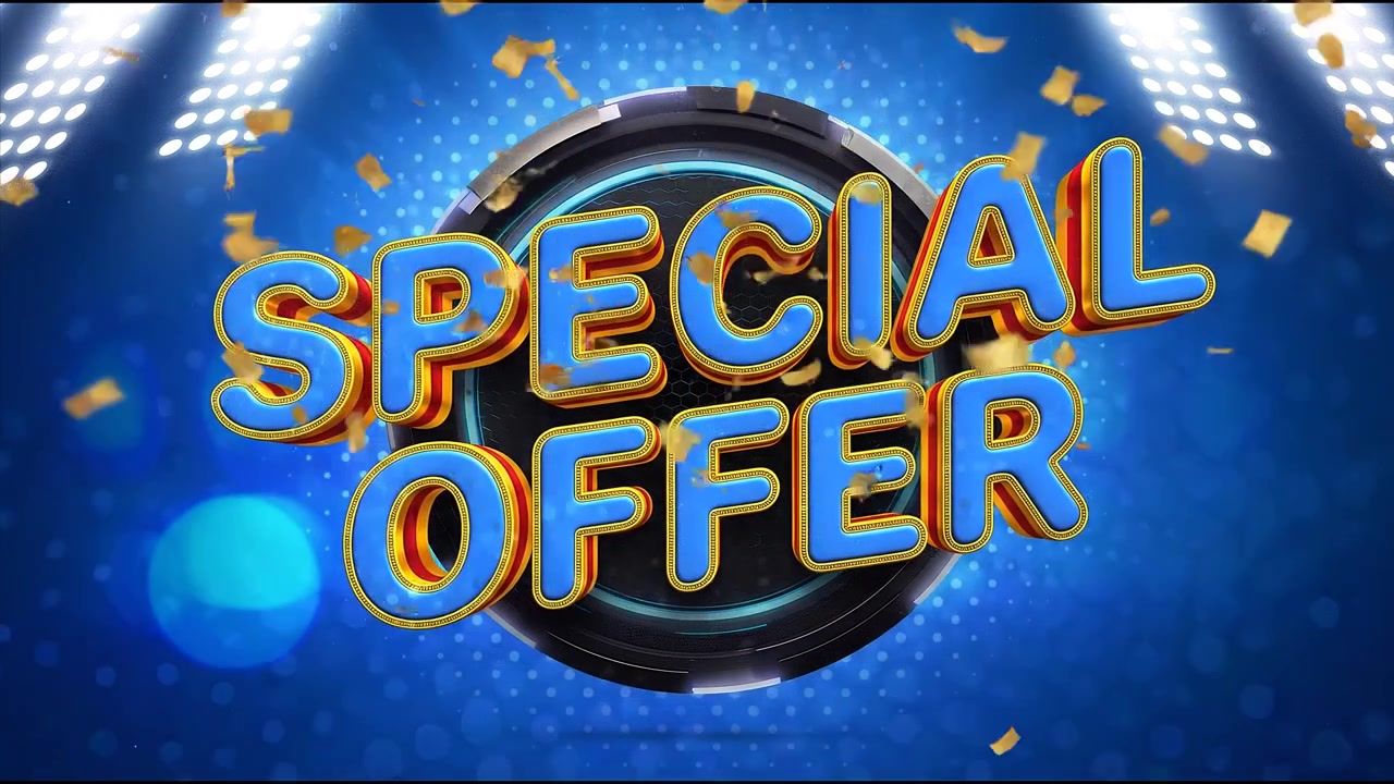 Animazione promozionale "Offerta Speciale" con tipografia dorata