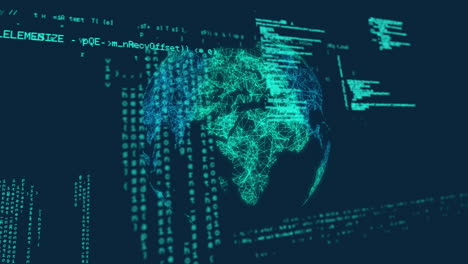 digital globe with network connections animation over binary code background