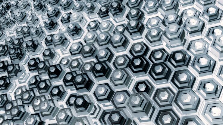 Looped Abstract Geometric Background with Glossy Hexagon Surfaces