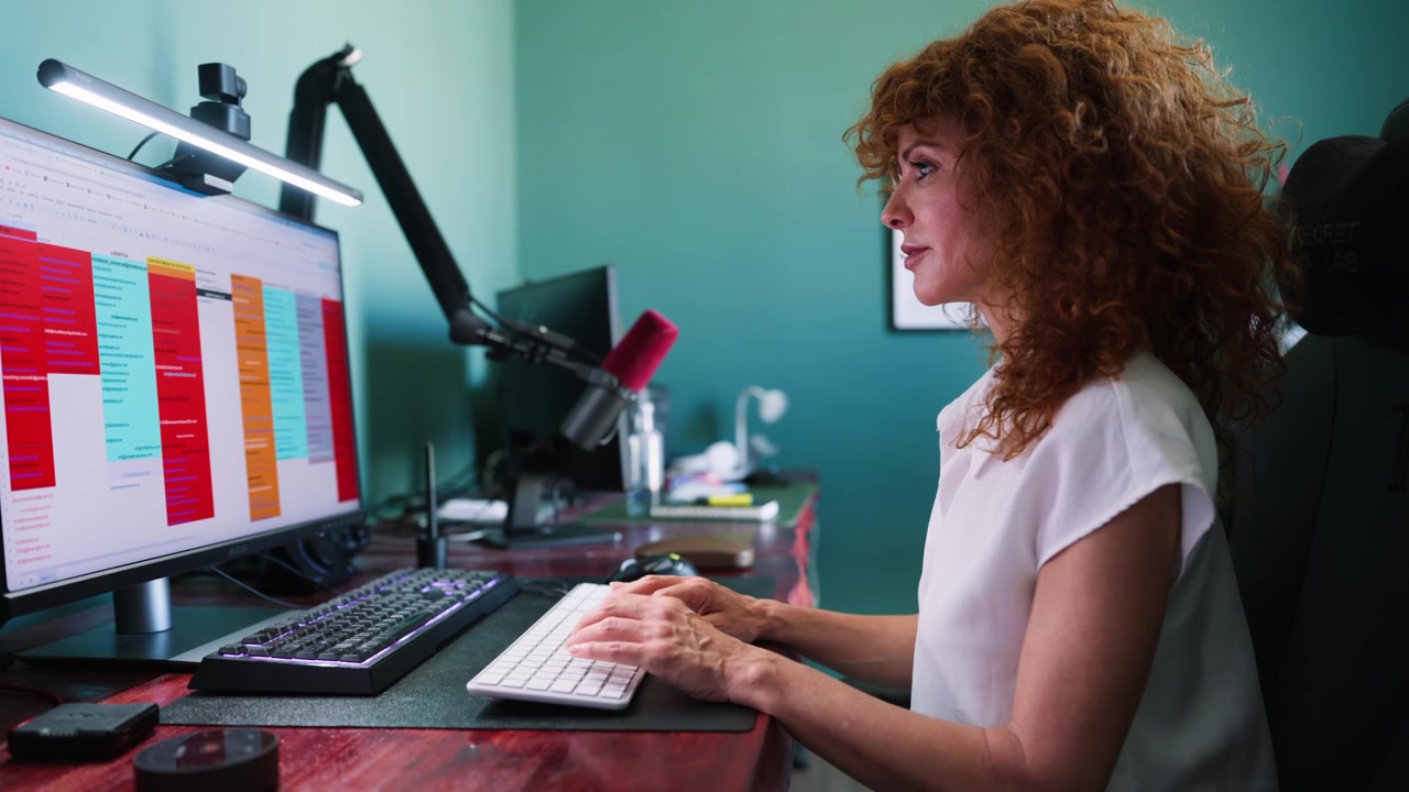 Donna professionista che lavora al computer in ufficio domestico
