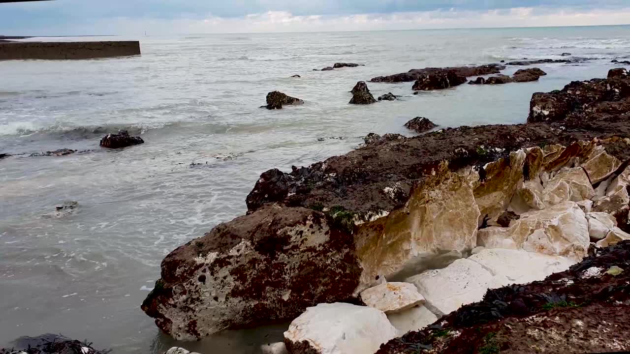 Rock pools titlting up to sea view