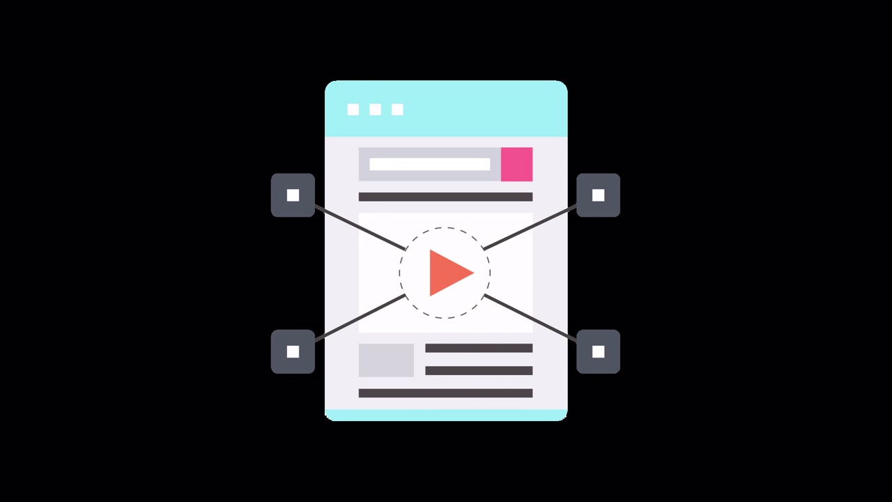 Animated Mobile Interface Displaying Video Player and Data Connections