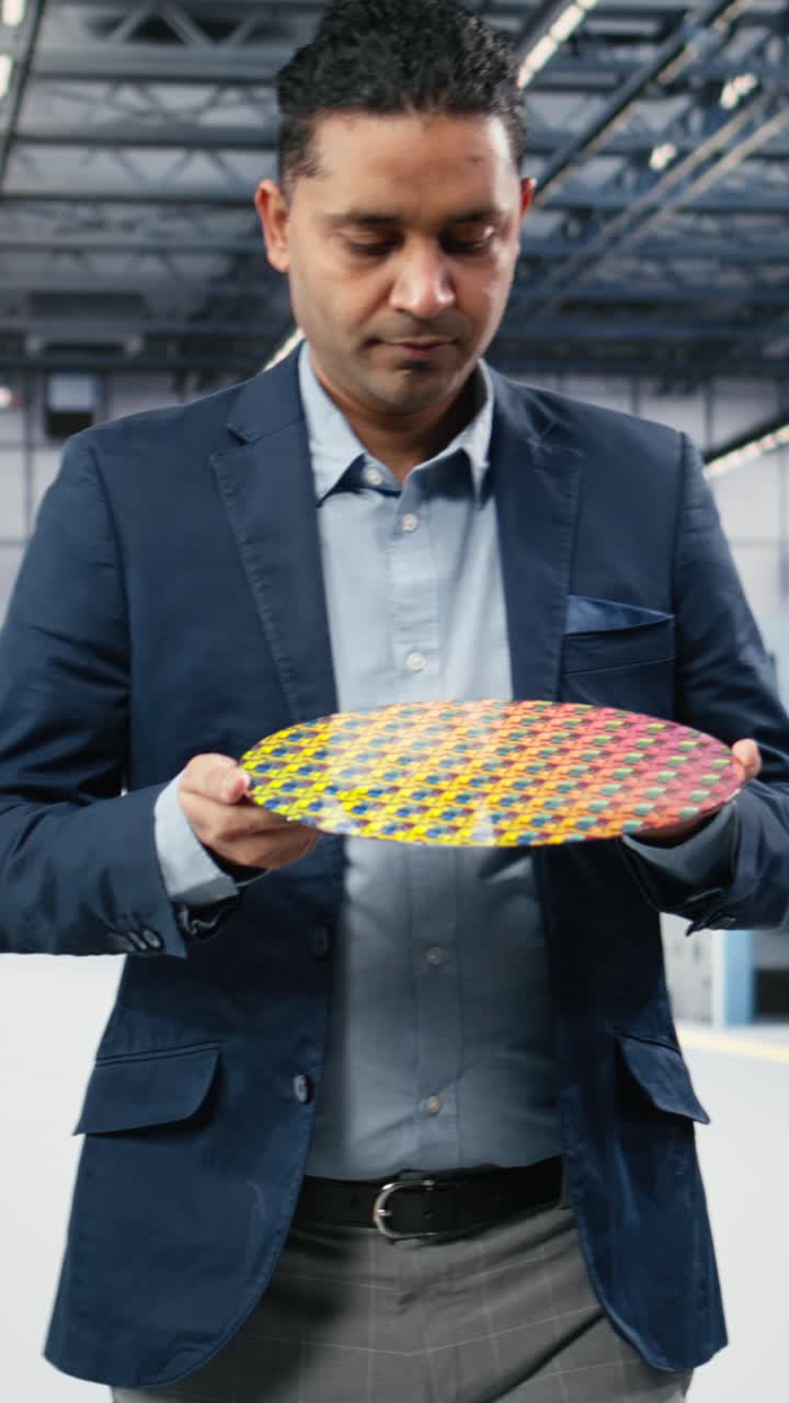 Vertical video Holding processed silicon wafer, optimizations and manager