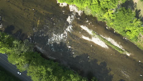 above view of downstream in west river in dummerston, vermont, united states