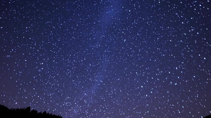 Time lapse di un cielo stellato notturno sopra la sagoma di una foresta