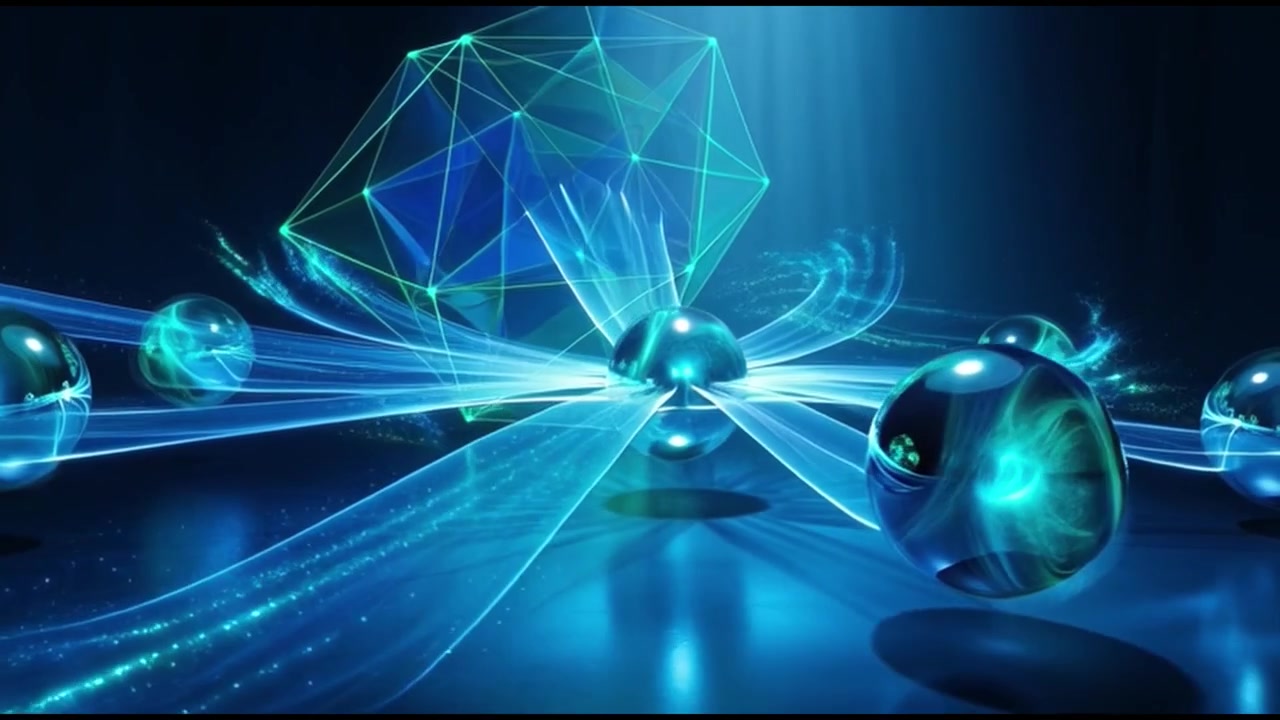 Abstract 3D Animation of Glowing Spheres and Geometric Structures