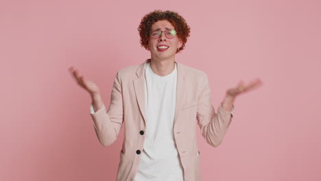 sad young man loses becoming surprised by lottery results bad fortune loss unlucky fortune news