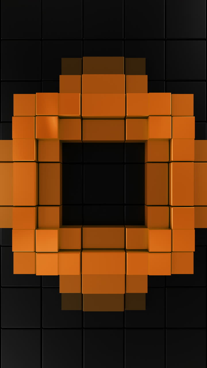 Orange Abstract Split Vertical Ring Futuristic Seamless 3D Loop Animation. 3D rendering
