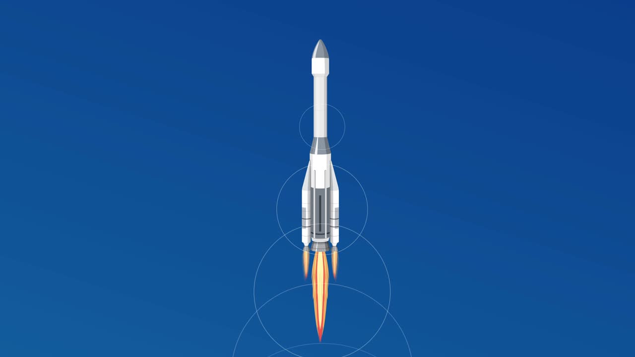 Rocket ascends from launch pad into space