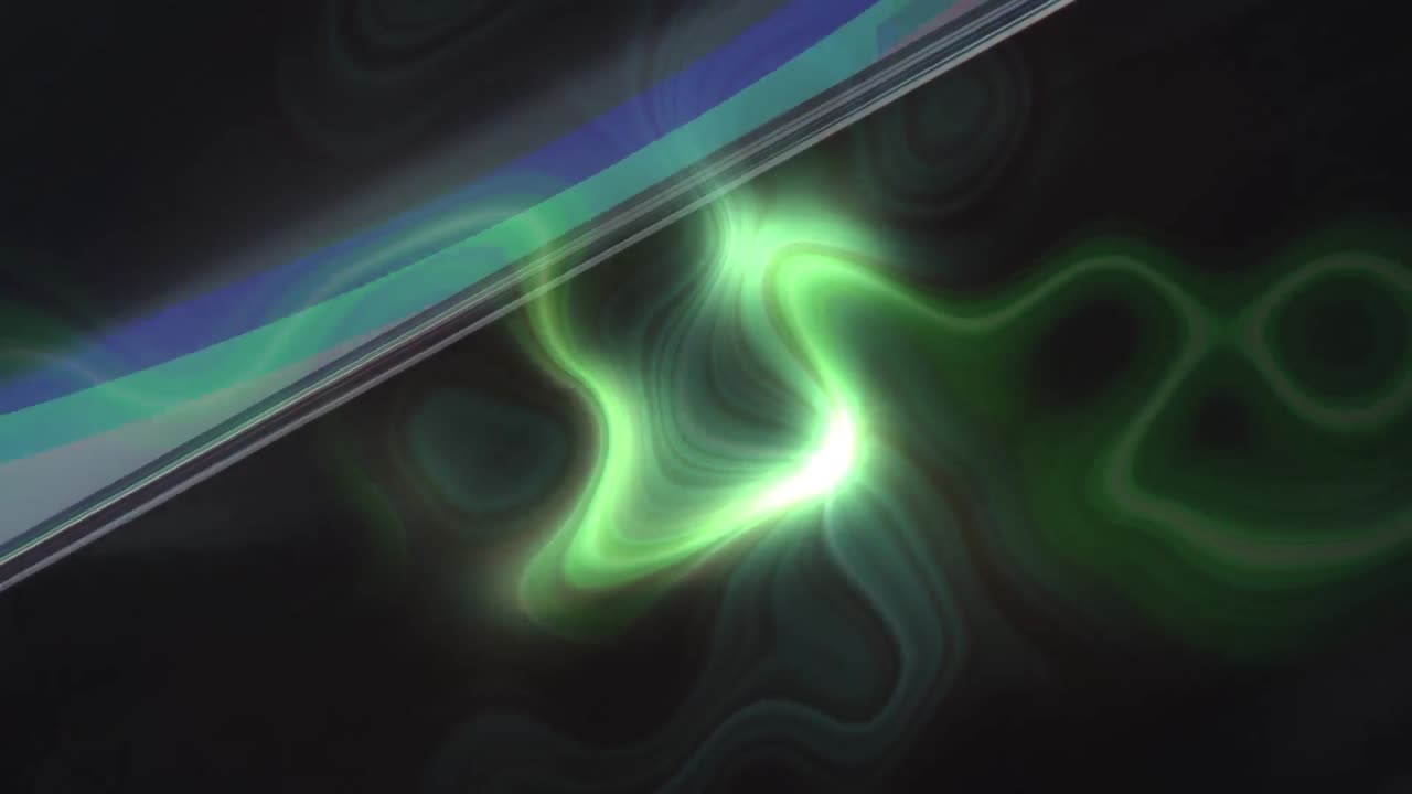 Animazione di forme di luce verde su cristallo