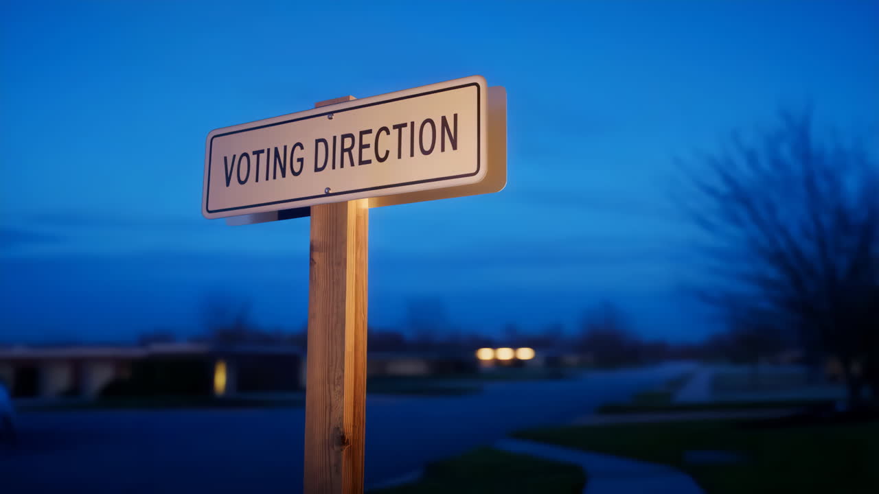Voting Direction Sign at Dusk