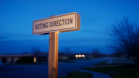 Voting Direction Sign at Dusk