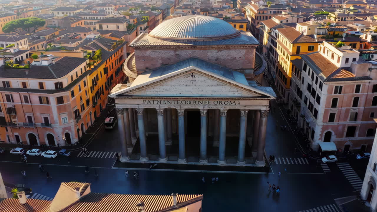 Aerial View of the Pantheon in Rome, Italy