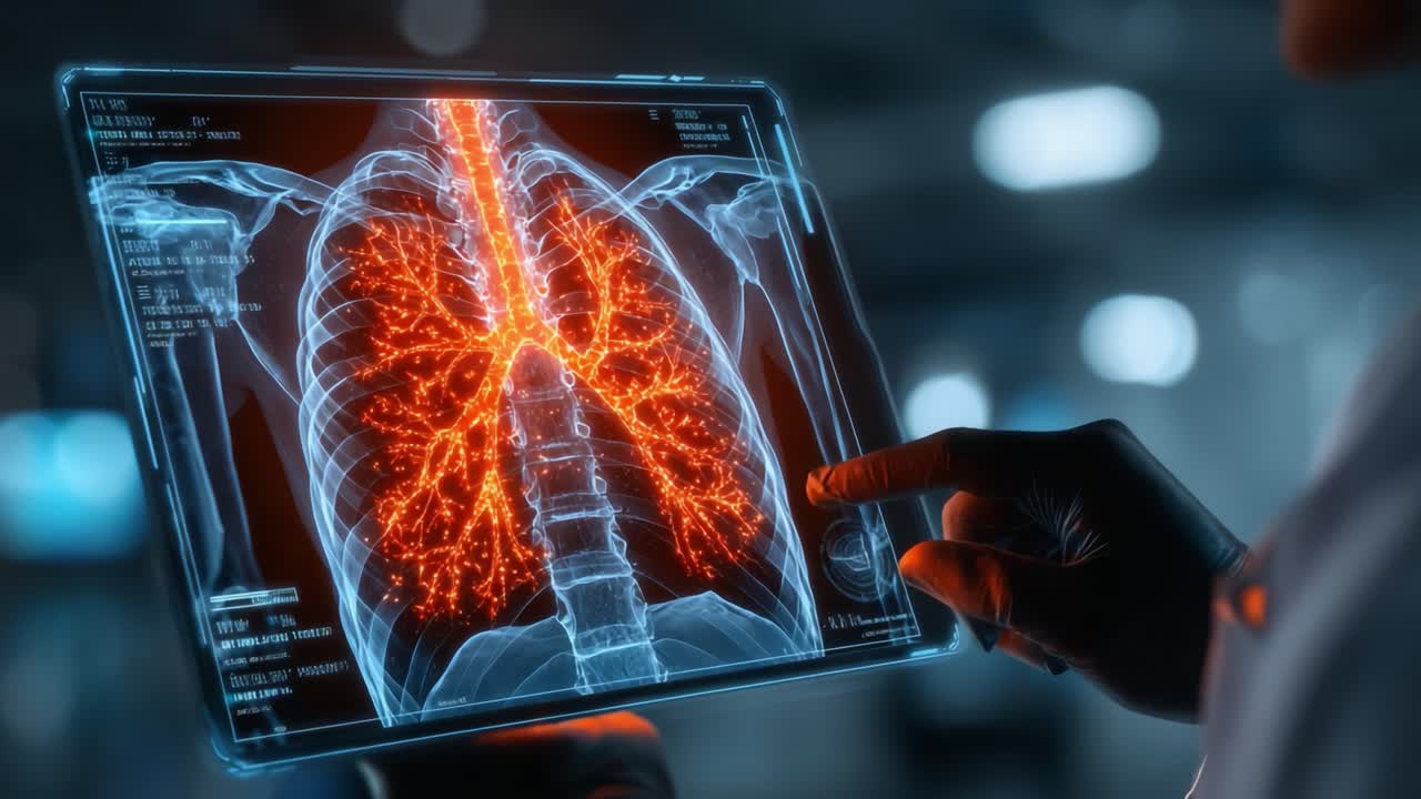 Detailed Analysis of Lungs: A Medical Professional Interprets Advanced Imaging of Pulmonary Health Using Innovative Scanning Technology and Visualization Techniques