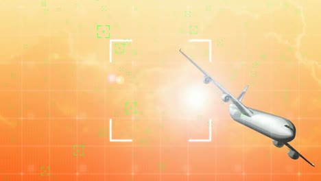 animación del sistema de navegación de control de tráfico aéreo con avión