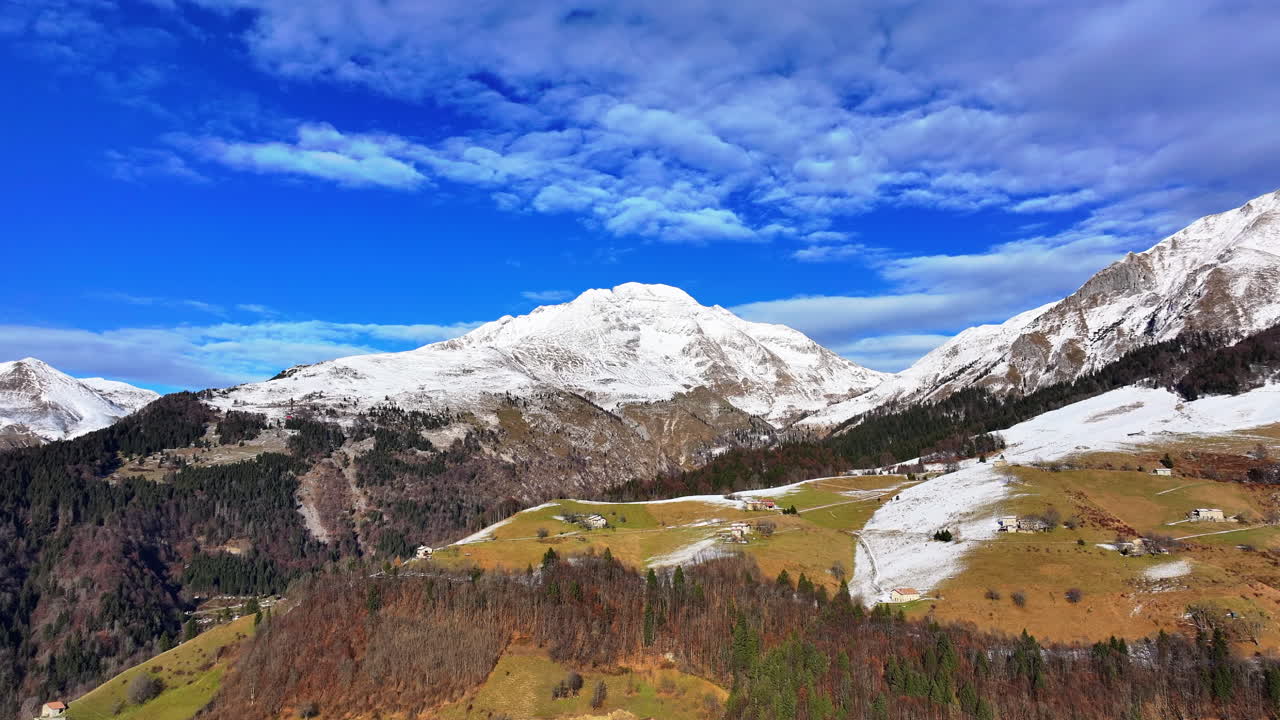 Nice panning right of Italian alps mountains with snow, Orobie mountains , Bergamo, Italy