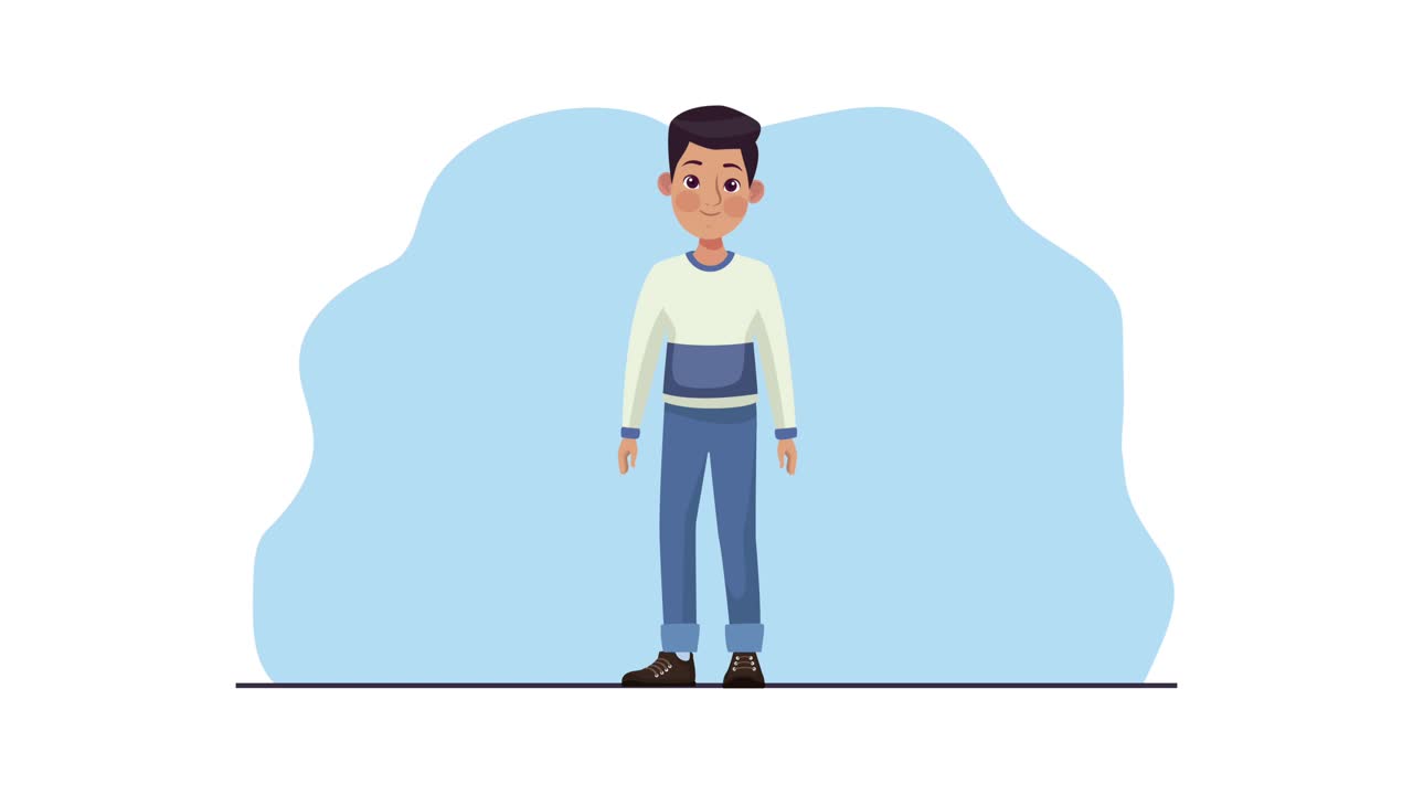 joven de pie animación de personajes