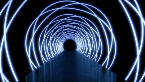 neon light paths in a circle show an abstract tunnel - 4k loop