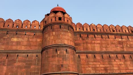 the exterior of the red fort in delhi, india