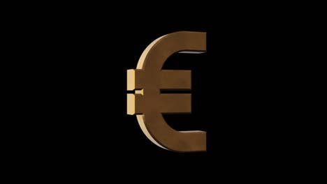 el signo del euro dorado y oxidado, fondo transparente