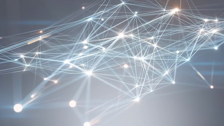 Abstract Network Connections with Glowing Dots and Lines