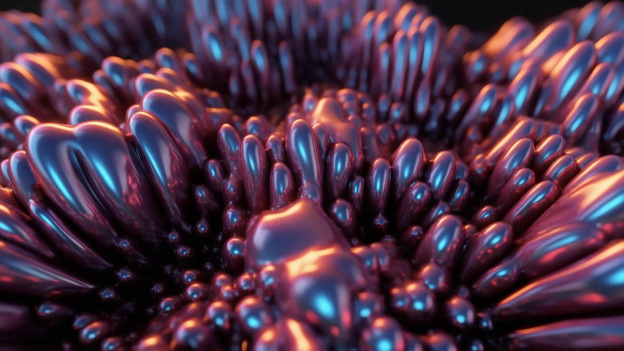 Animazione 3D Astratta di Sfere Liquide Metalliche Pulsanti