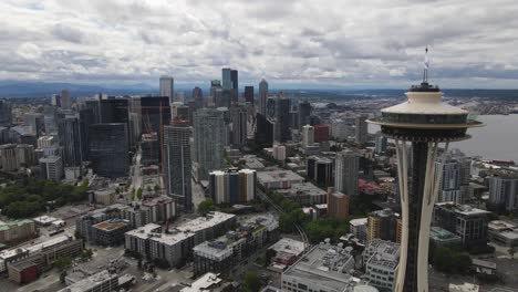 aerial footage of the city in cloudy day