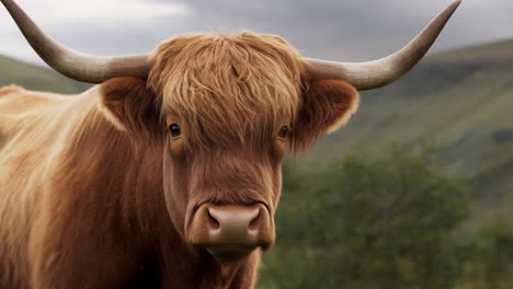 close-up of a majestic highland cow