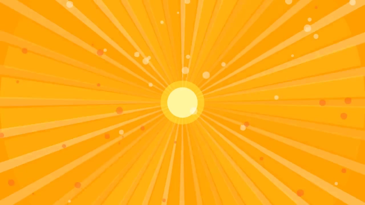 Animated Yellow Sunburst Background with Floating Particles