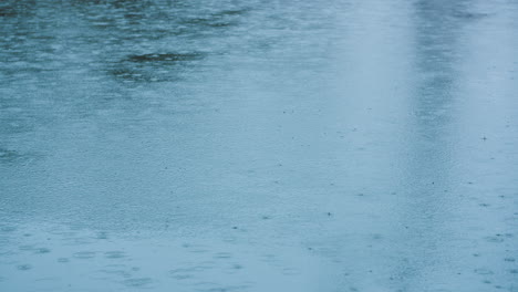 raindrops falling on river surface