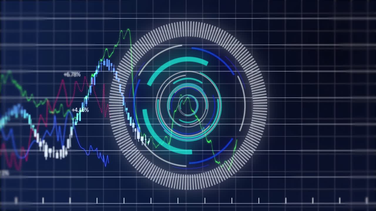 animación del escaneo del alcance y el procesamiento de datos sobre fondo azul