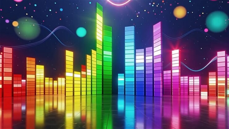 Futuristic Rainbow Neon Music Equalizer Visualizer Background