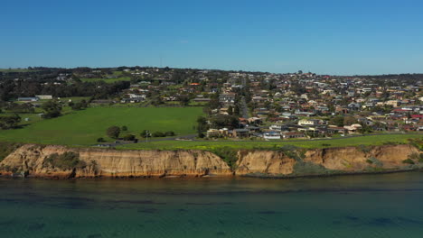 AERIAL-TRUCK-RIGHT-Along-Rugged-Coastline-Of-Clifton-Springs-Australia