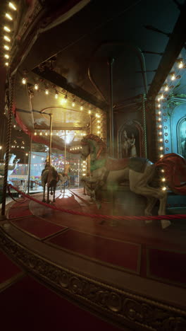 abandoned amusement park under moonlit glow