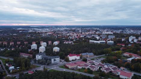 Small-suburban-areas-near-the-city-center-on-a-cloudy-evening