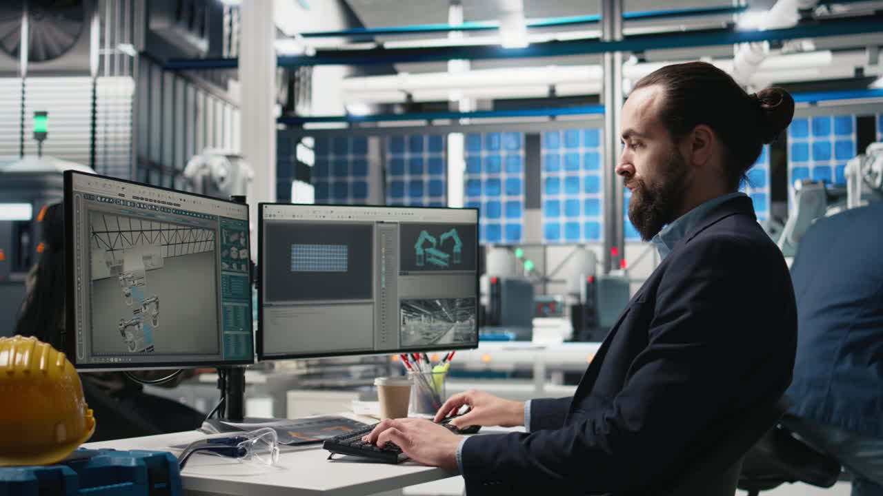 Engineers working on factory design