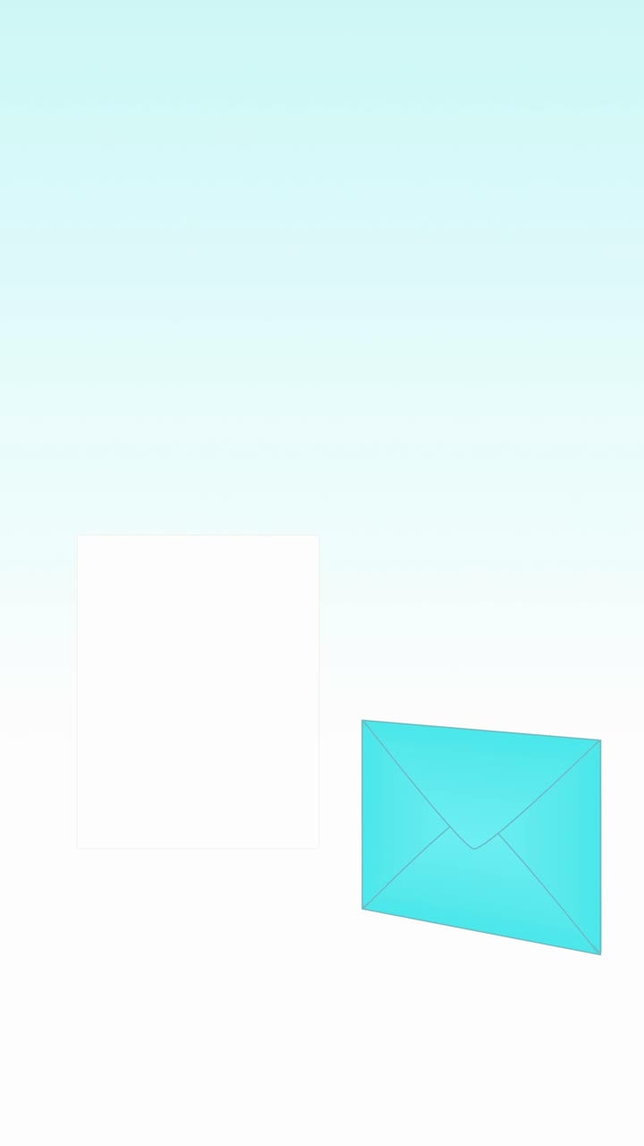 Un'animazione loop pulita in stile piatto di una lettera che esce da una busta. Questo contenuto visivo rappresenta la ricezione di nuova posta, messaggi o informazioni, inclusi spam e posta indesiderata. Perfetto per la comunicazione