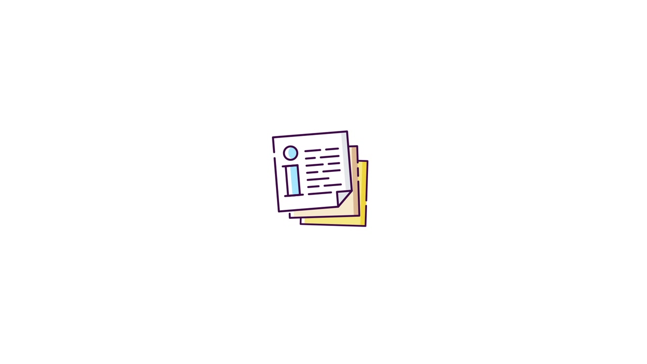 Animated Icon of Information Document with Stacking Papers