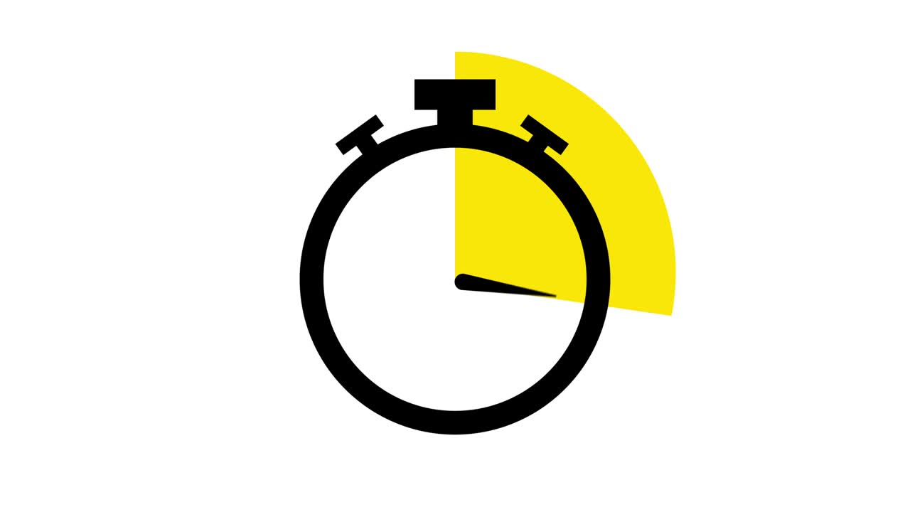 Stopwatch flat animation icon design moving arrows on white background.
