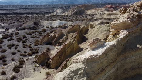 Flyover-narrow-ridge-reveals-eroded-badlands-landscape-in-Argentina