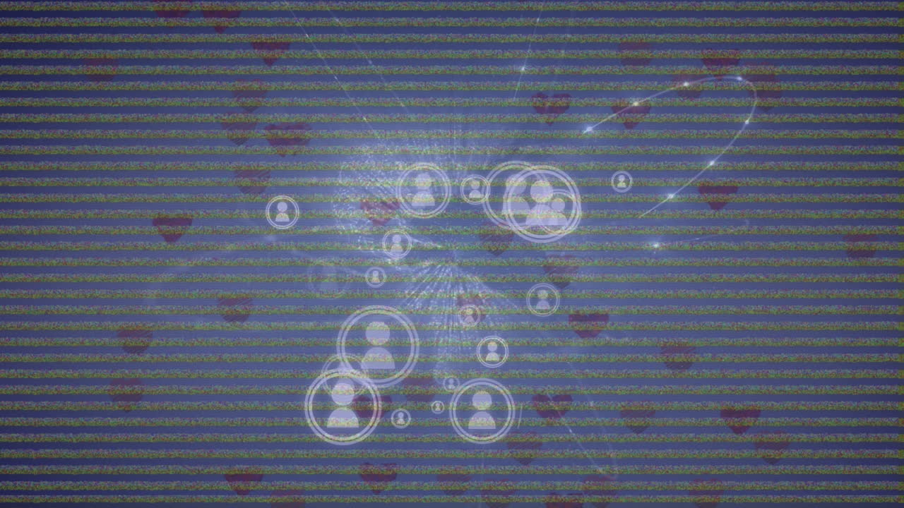 animación de interferencia a través de la red de conexiones con iconos