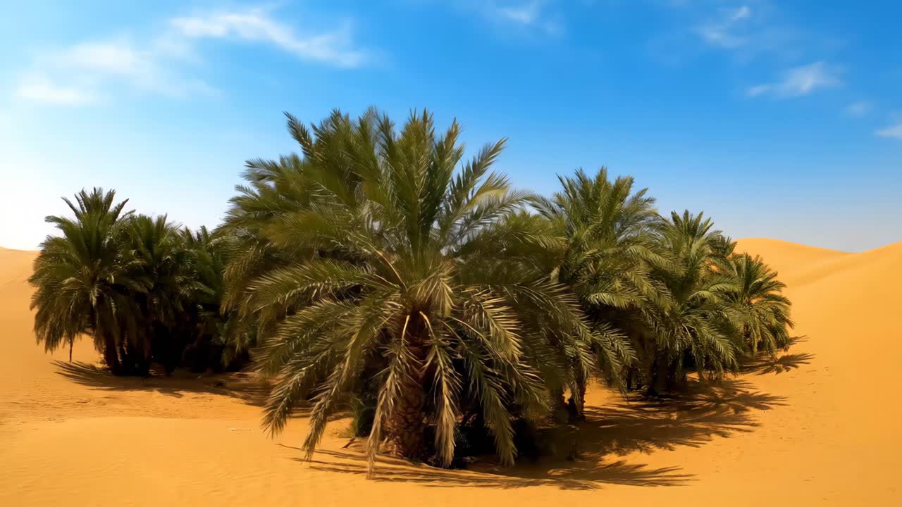 Palme tra le dune di sabbia del deserto