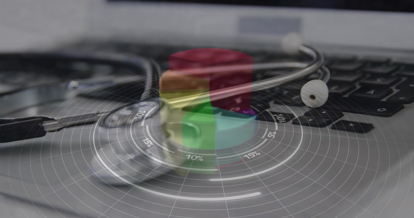 Animation of data processing over stethoscope and laptop