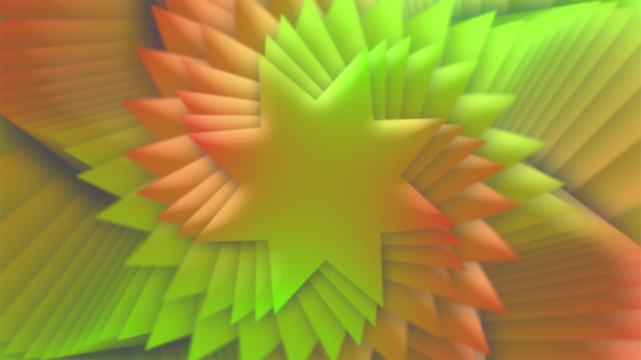 Movimenti ondulatori ciclici di figure. Trasformazione e rimodellamento. Colore rosso verde. Animazione 3D in loop continuo