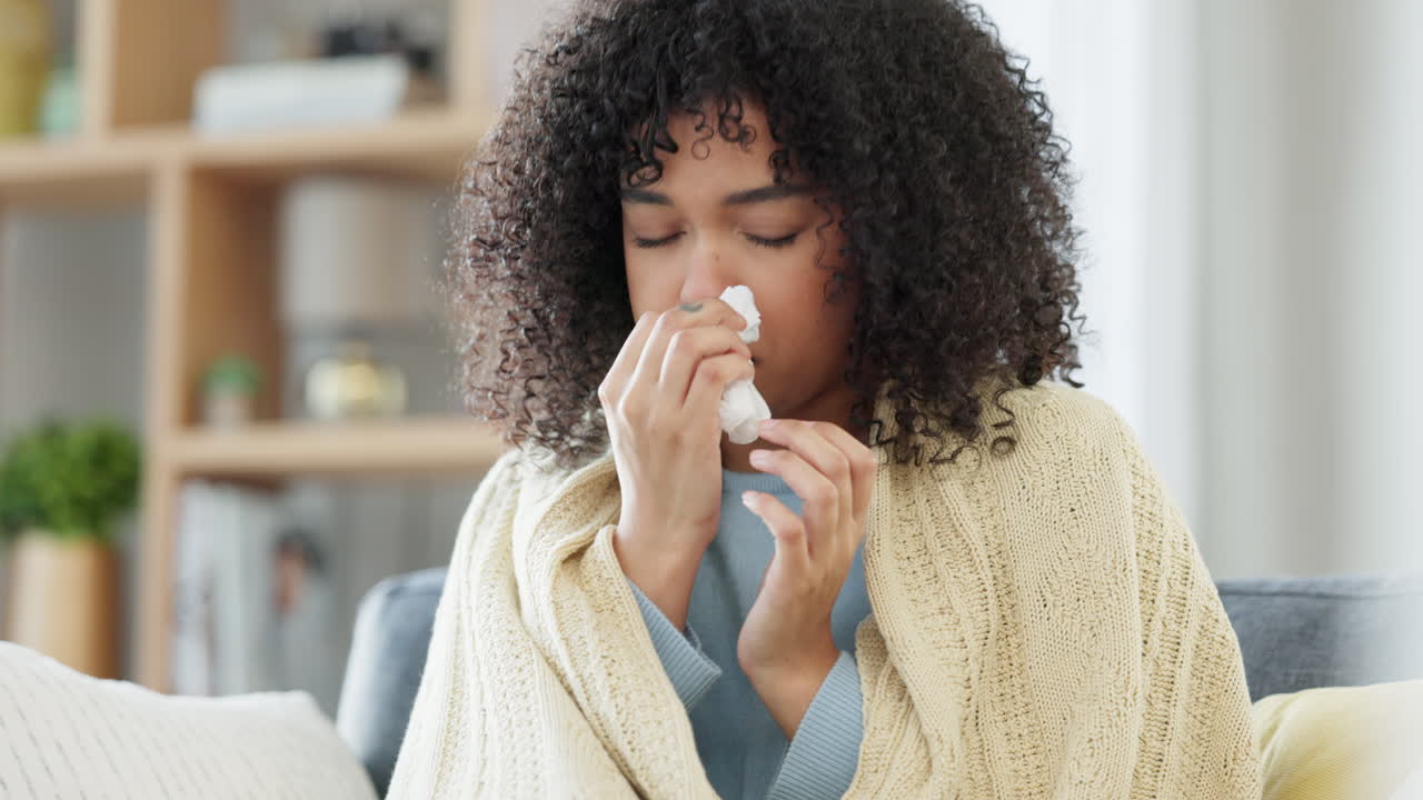 mujer joven enferma con covid