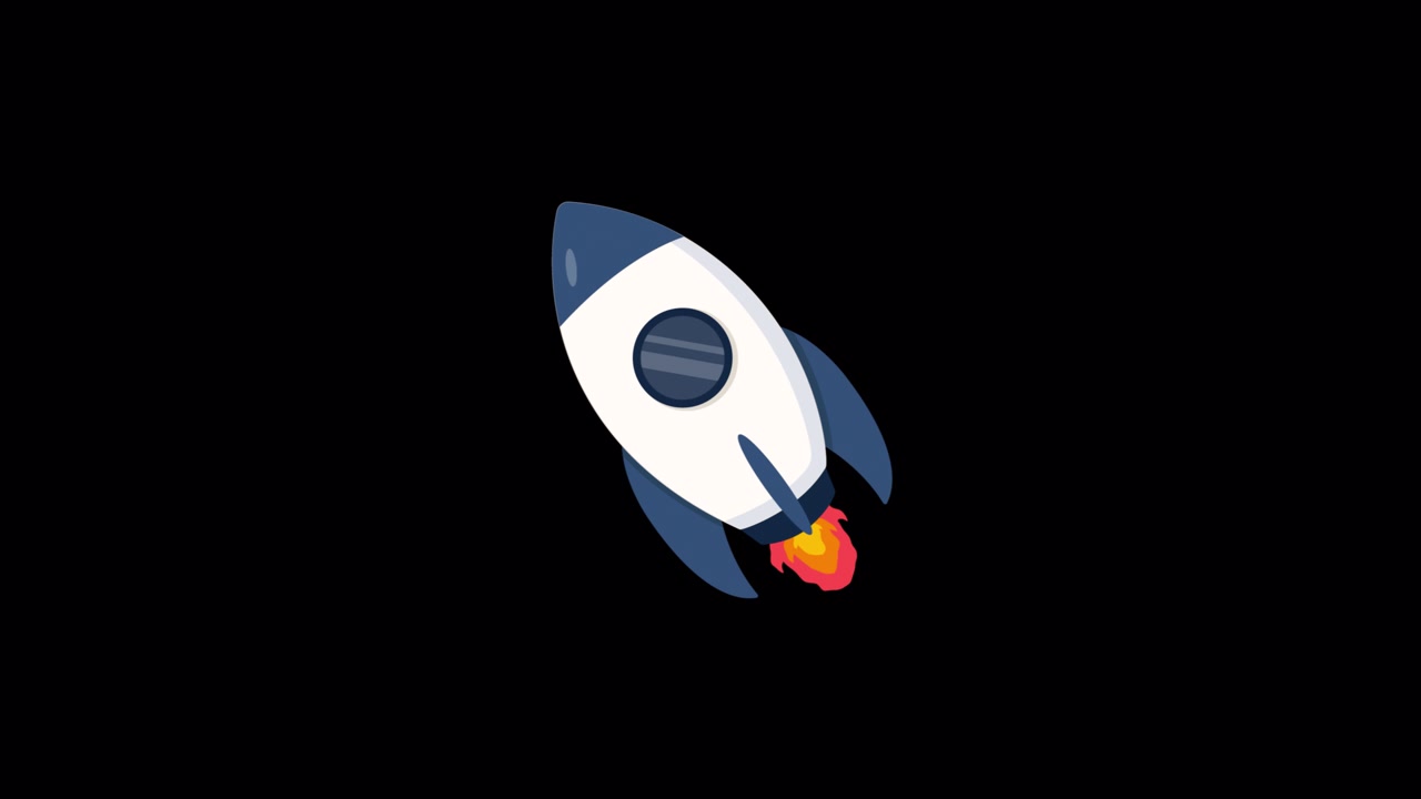 Animated Rocket Ship Flying Through Space